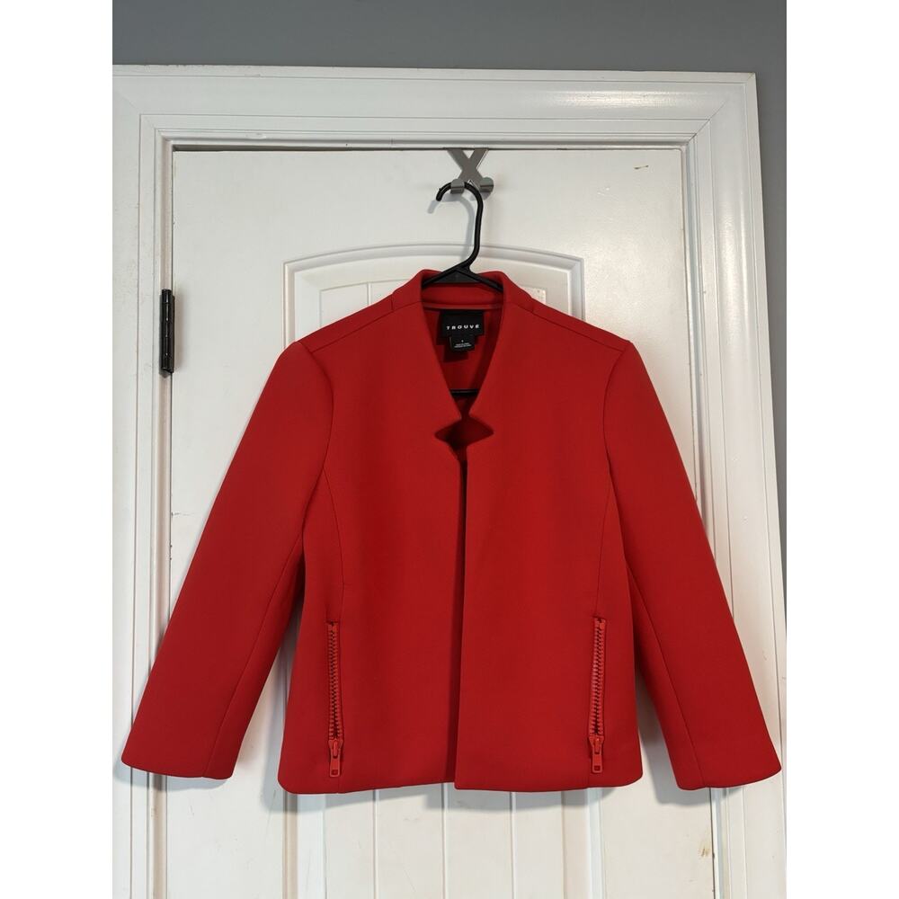 TROUVE SZ S RED-CAYENNE 2 ZIP‎ POCKETS BLAZER